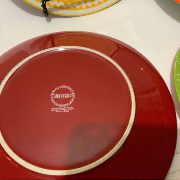 Annovero Salad Plates - Modern Boho Dish Set of 5 Porcelain Stoneware Dinnerware - Picture 6 of 11